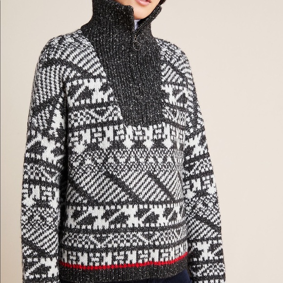 Anthropologie Rafela Half-Zip Geometric Pullover Large size - Picture 5 of 8